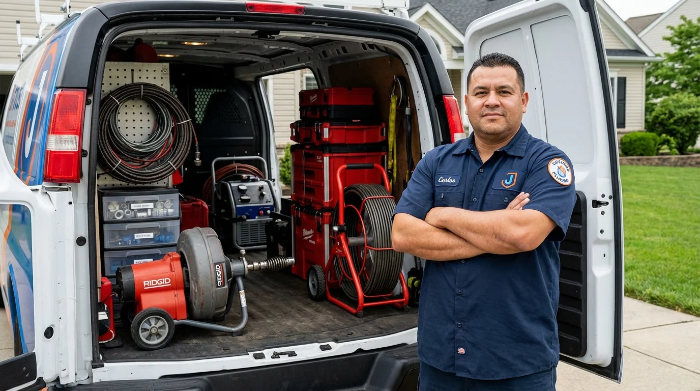 Professional drain cleaning equipment and Johns Plumbing LLC plumber in San Fernando