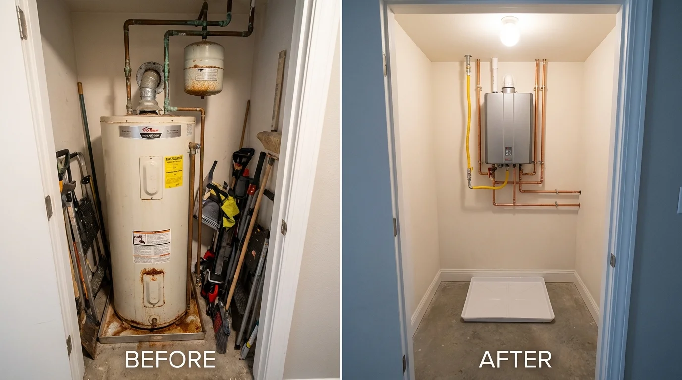 Tank water heater versus wall-mounted tankless unit comparison for San Fernando, CA homeowners