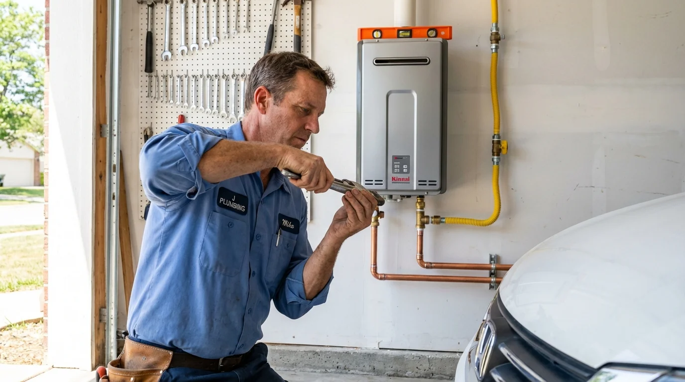Tankless water heater installation by a Johns Plumbing LLC plumber in San Fernando